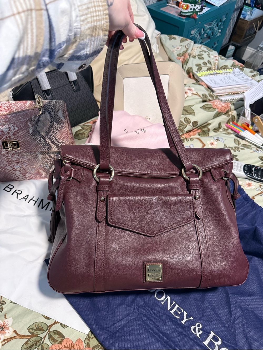 Dooney & Bourke Women's plum Smith satchel Large Tote Bag